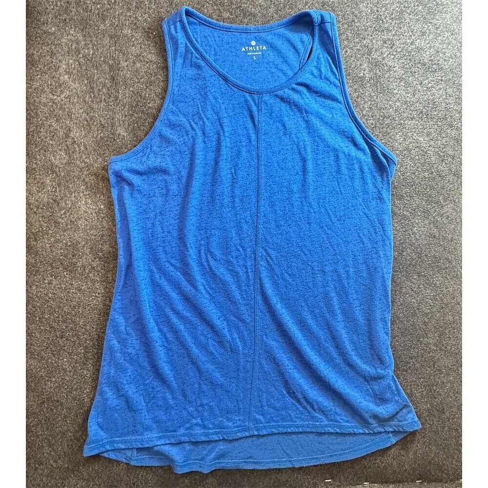 Athleta Tank Top Womens Size L Blue Heathered Racerback Athletic